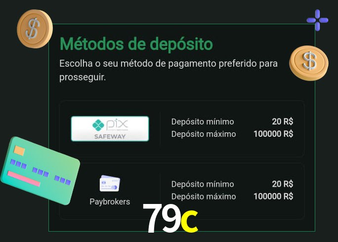 O cassino 79c oferece uma grande variedade de métodos de pagamento